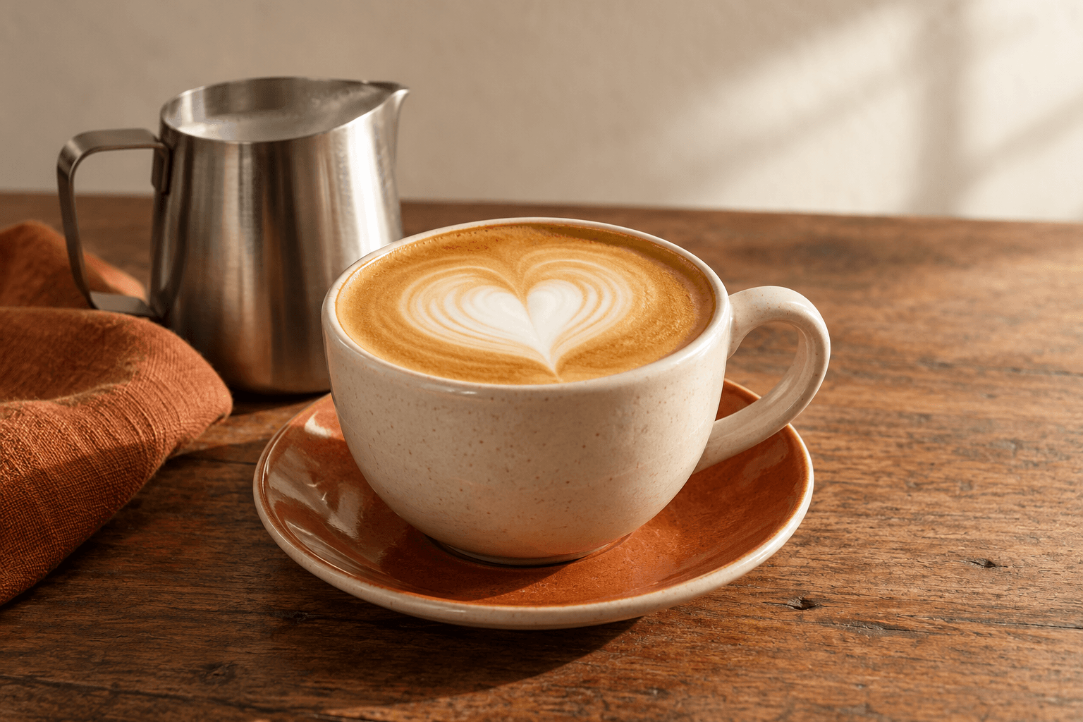Steamed milk being poured into espresso to make a latte